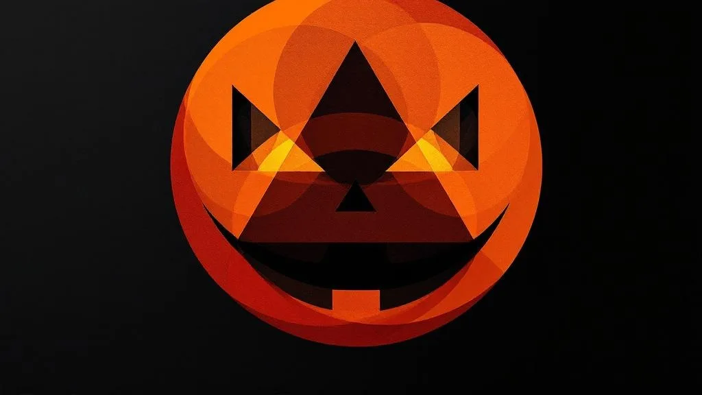 Abstract geometric jack-o-lantern design in orange tones