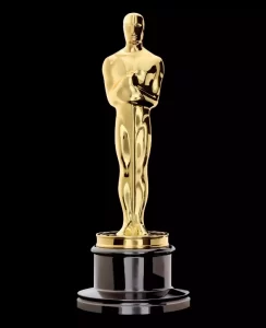 The iconic golden-black Oscar trophy