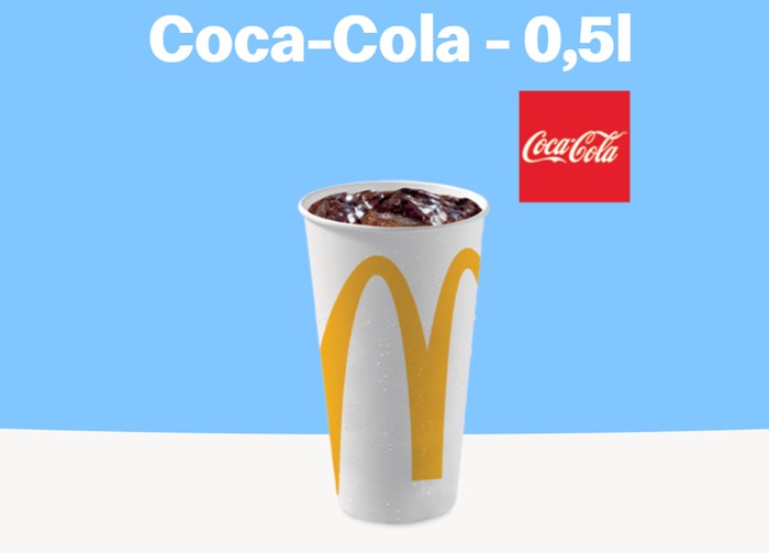 A glass of Coca-Cola with McDonald’s branding