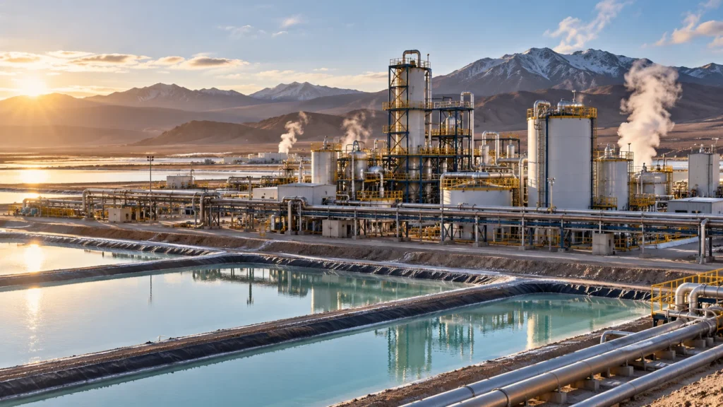 Direct lithium extraction facility processing geothermal brine